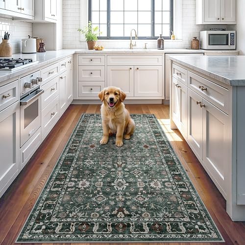 Green 3x6 Washable Runner Rug: 6ft Runners for Hallways Non Slip Ultra Soft - Image 3