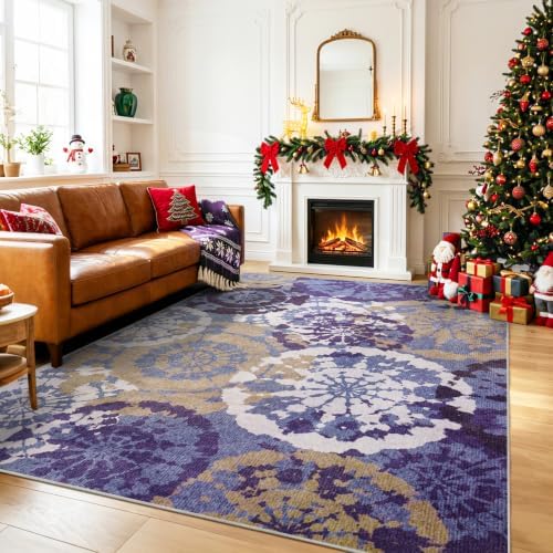 Boho Modern 5x7 Area Rug, Machine Washable Non-Slip Low-Pile Rugs - Image 6