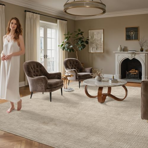 Valenrug 6x9 Area Rugs, High Low Pile Washable Rugs for Living Room, Beige by Valenrug