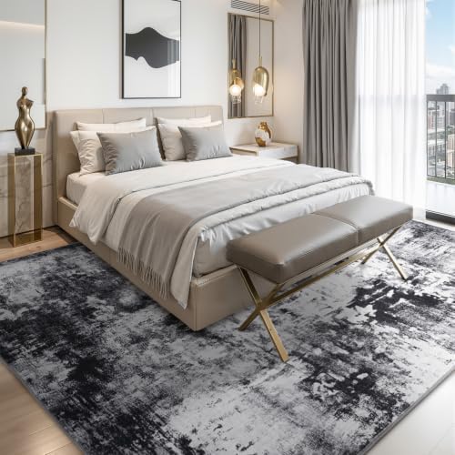 Stiio 5x7 Area Rugs for Living Room, Washable Black Grey Large Rug - Image 2