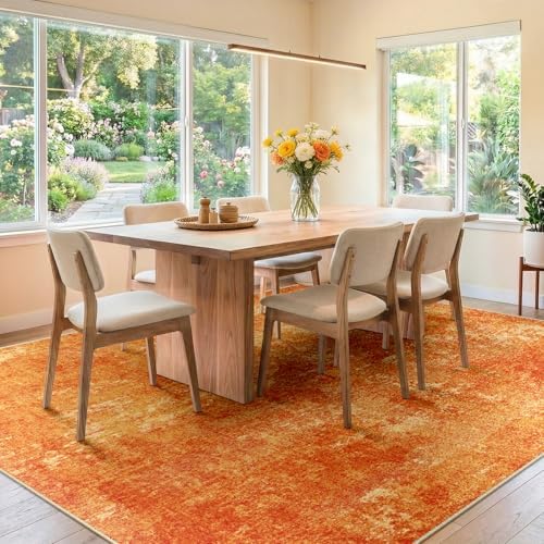 RELEANY Washable 5'x7' Abstract Area Rug for Living Room Orange - Image 3