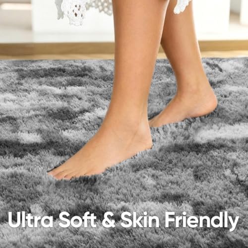 8x10 Extra Large Grey Fluffy Soft Area Rug Non-Slip for Living Room Bedroom - Image 5
