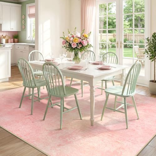 RELEANY Washable 5'x7' Abstract Area Rug for Living Room Light Pink - Image 4