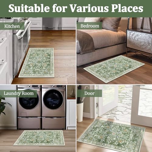 Yamaziot Washable 2x3 Area Rugs Small Entryway Non Slip Rug, Sage Green - Image 7