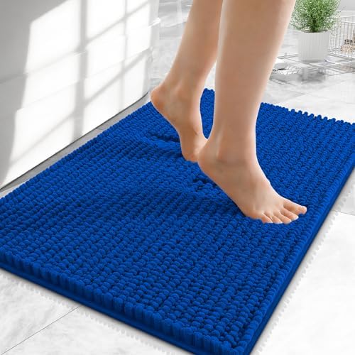 OLANLY Thick Chenille Small Bathroom Rugs Mats 24x16, Royal Blue by OLANLY