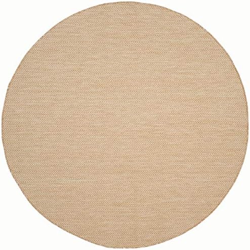 SAFAVIEH Courtyard Outdoor Round Rug 7'10", Natural & Cream CY8022-03012 - Image 3