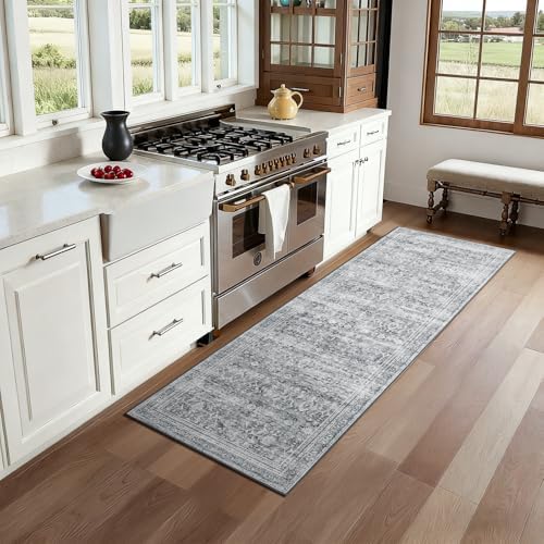 Lofus 2X6 Area Rugs for Hallways, Grey Washable Non-Slip Kitchen Runner Rug - Image 4