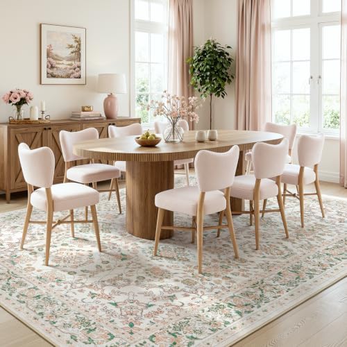 Lessymo Area Rugs 9x12 for Living Room,Large Washable Floral Carpet Pink - Image 3