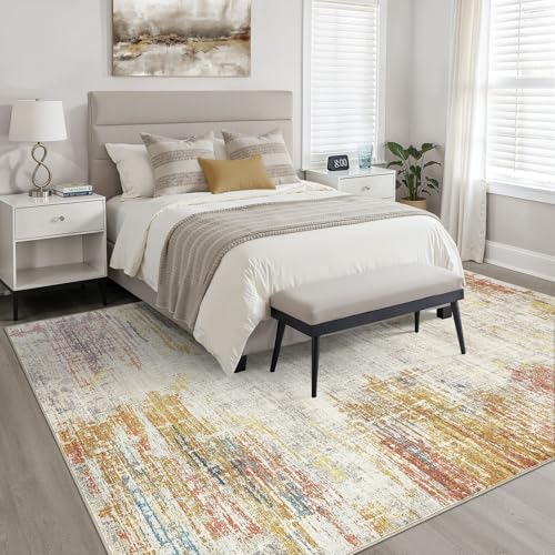 LOONGRUG 8x10 Area Rugs Washable Neutral Modern Living Room Rug Gold Multi - Image 4