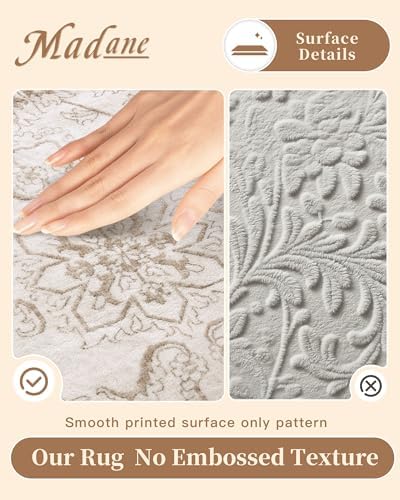 Madane 5x7 Area Rugs for Living Room,Washable Neutral Soft Rug Brown/Ivory - Image 4