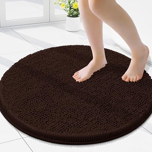 Smiry Round Bathroom Rugs 24X24, Chenille Extra Soft Absorbent Bath Mat by Smiry