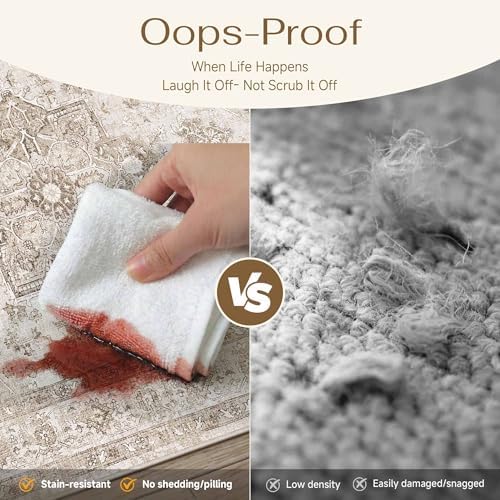 PureCozy Taupe 3x4 Washable Area Rug Entryway Vintage Oriental Carpet - Image 6