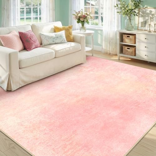 RELEANY Washable 5'x7' Abstract Area Rug for Living Room Light Pink by RELEANY
