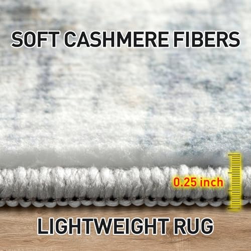 6x9 Area Rugs for Living Room: Washable Abstract Blue Multi Bedroom Carpet - Image 6