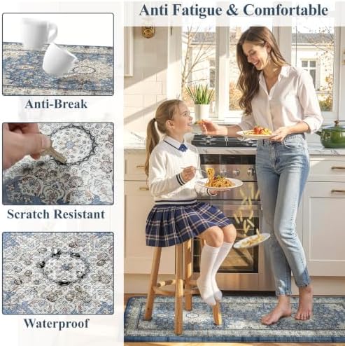 Collive Boho Cushioned Kitchen Mat, Anti Fatigue Mats for Kitchen Floor - Image 6