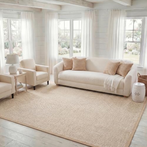 SAFAVIEH Natural Fiber Area Rug 8x10 Large Textured, Marble & Linen NF143B by Unknown