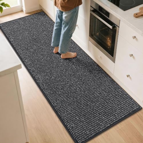 BEQHAUSE Kitchen Runner Rugs 31"x96", Kitchen Mats for Floor, Charcoal by BEQHAUSE