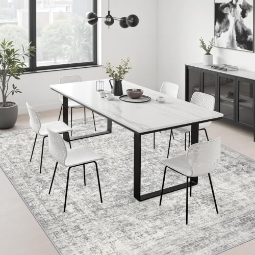 8x10 Area Rug Living Room: Modern Washable Soft Carpet Black Grey - Image 4