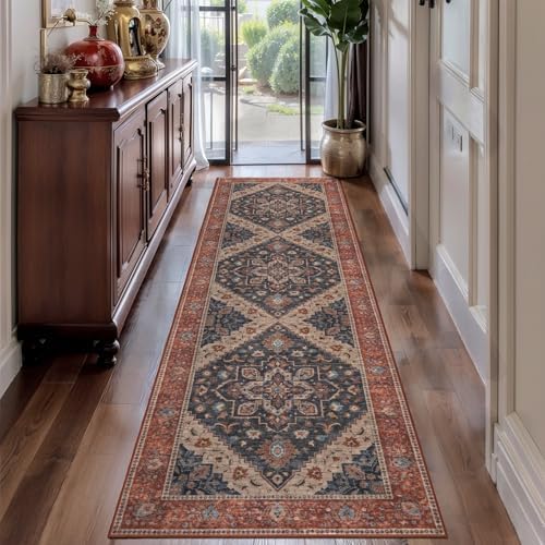 Tangsoo 2.6x8 Washable Runner Rug for Hallways, Non Slip Vintage Runners by Tangsoo