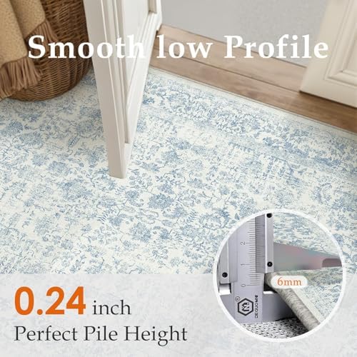 PureCozy Blue Area Rug 7x10 Vintage Floral - Image 3