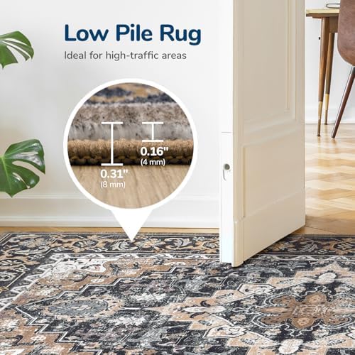 Lessymo 8x10 Area Rugs for Living Room, Washable Rug Faux Wool Black Brown - Image 4