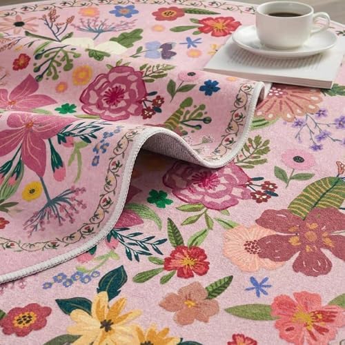 6ft Pink Round Area Rug for Girl Bedroom Washable Cute Circle Rug - Image 6