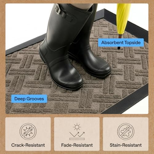 GORILLA GRIP WeatherMAX Door Mat, Indoor Outdoor, 35x23, Beige Basket Weave - Image 6