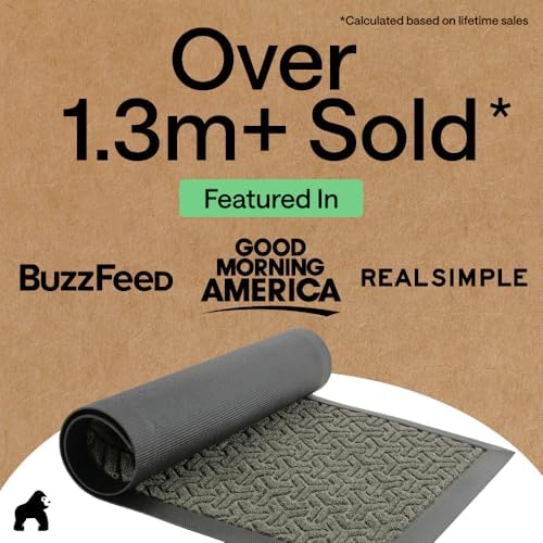 GORILLA GRIP WeatherMAX Door Mat, Indoor Outdoor Use, 35x23, Gray Geometric - Image 5