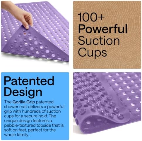 GORILLA GRIP Square Shower Stall Mat, Bathtub Floor Mat 21x21 Purple Opaque - Image 3