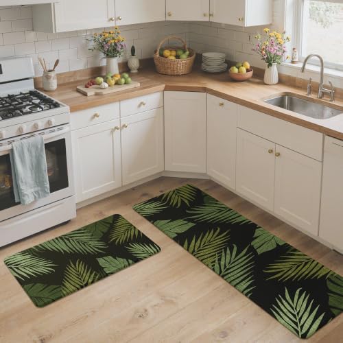 GENIMO Anti Fatigue Kitchen Mats for Floor 2PCS, Standing Rugs, Deep Green - Image 6