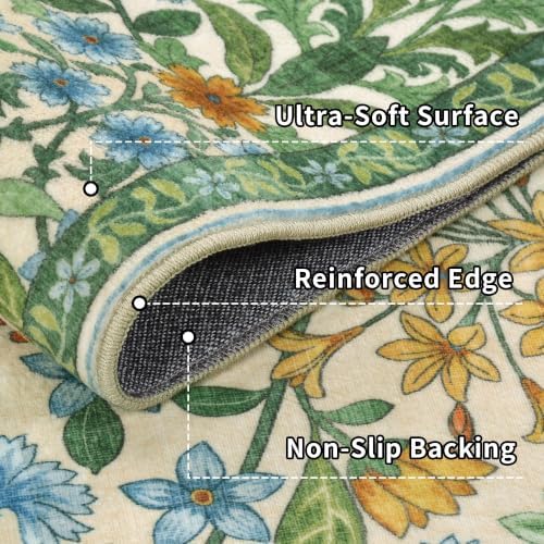 3x7 Floral Runner Rug for Hallway Washable Kitchen Runner Rug - Image 5