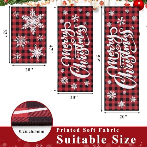 Vaukki Christmas Kitchen Rug Set 3 Piece, Snow Washable Floor Mat - Image 2