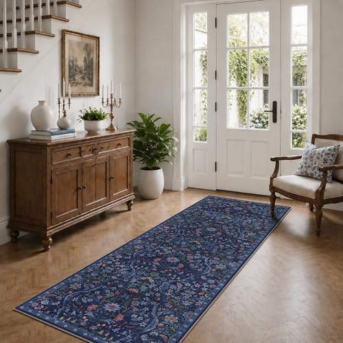 2x6 Floral Runner Rug for Hallway Washable Kitchen Runner Rug - Image 2