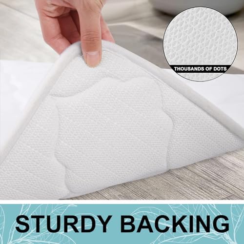OLANLY Memory Foam Bath Mat Rug 47x20, Ultra Soft Bathroom Rugs, White - Image 4