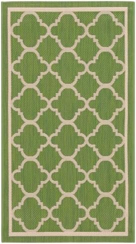 SAFAVIEH Washable Rug Outdoor Courtyard Collection - 2' x 3'7", Green & Beige, Non-Shedding & Easy Cleaning, Ideal for Patio, Front Door, Entryway, Doormat (CY6918-244) - Image 2