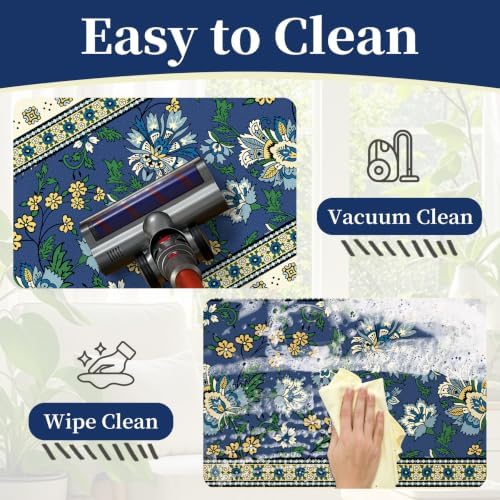 2PCS Vintage Floral Non-Slip Kitchen Mats, Anti-Fatigue Soft Rugs for Floor - Image 5