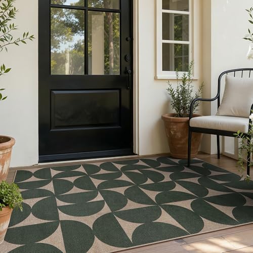 Lahome Green Easy Jute Front Porch Rug, 3x5 Semi Circle Outdoor Rug by Lahome