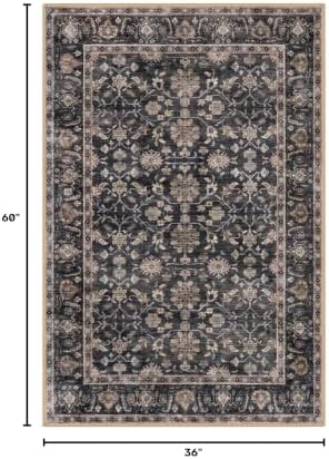 KUTA 3x5 Rugs for Entryway Vintage Floral Brown Area Rug Washable - Image 2