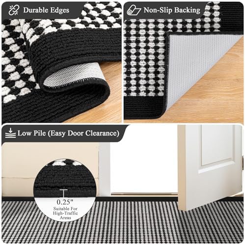 Ileading Indoor Door Mat 3x5ft, Absorbent Muddy Mats for Dogs, Low-Profile Entrance Large Welcome Mat with Non-Slip Rubber Backing, Washable Runner Carpet for Hallway,Entryway,Kitchen(Black) - Image 3