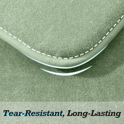 HUXMEYSON Bathroom Rugs Sets 3 Piece, Non-Slip & Quick Dry Bath Mat Set, Ultra Soft Velvet Bath Rugs for Bathroom, Toilet and Shower Floor, Grey Green - Image 6