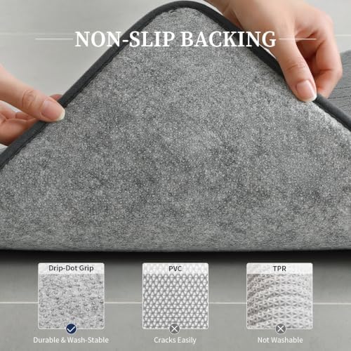 YIHOUSE 2 Piece Memory Foam Bathroom Rug Set, Cushioned Bath Mat, Dark Grey - Image 5