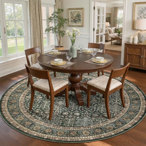 Lofus 6ft Washable Area Rug for Living Room, Non-Slip Green Boho Carpet - Image 4