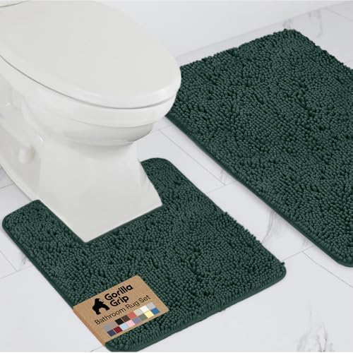 GORILLA GRIP Bathroom Area Rug Sets 2 Piece, Soft Chenille, 30x20 Green by GorillaGrip