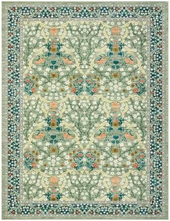 GarveeHome 4x6 Washable Area Rug for Living Room, Floral Large Entryway Kitchen Rug Non Slip, Ultra Soft Stain Resistance Carpet for Bedroom Laundry Room, Sage Green - Image 5