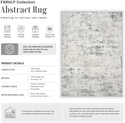 9x12 Area Rug Living Room: Modern Washable Indoor Soft Carpet Gray - Image 2