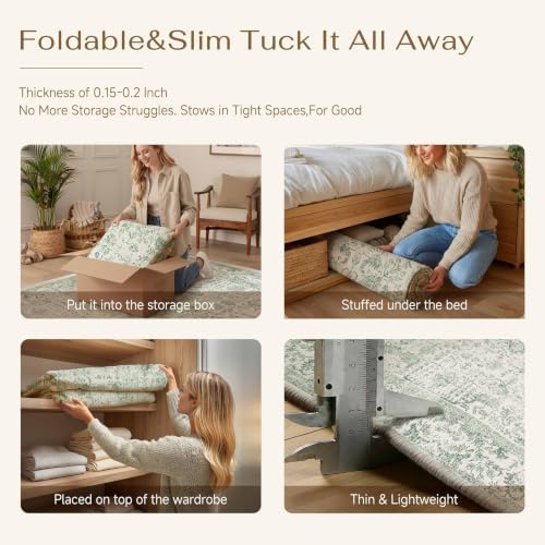PureCozy Sage Green Runner Rug 2'6"x12' Vintage Floral - Image 6