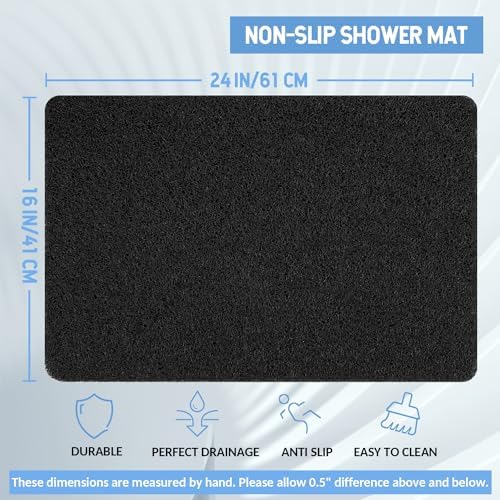 Hargiis Non-Slip Bathtub Mat, Anti Slip Shower Mat, Fast Drying Bathtub Mats, Foot Scrubber Mat, Anti Slip Mat for Tub, Floor, Bathroom, Kitchen, Home, Hotel (Black 24"×16") - Image 2