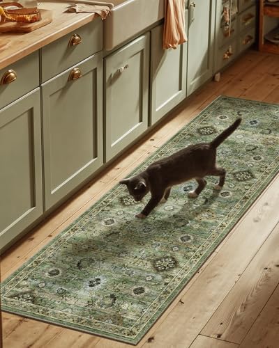Washable Runners for Hallways Kitchen Rugs: 2'6"x8' Runner Rug Stain Resistant Non Slip Low Pile Soft Carpet Runners for Hallways Bedroom Kitchen Entryway Indoor Laundry Room Farmhouse by palohom