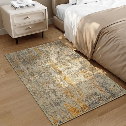 Entrance Rugs Indoor 2x3 Beige Entry Rug Washable Abstract Small Area Rug Non-Slip Low Pile Light Tan Throw Rugs for Entryway, Kitchen Floor, Front Door Indoor Door Mat, Bedroom Bedside - Image 4