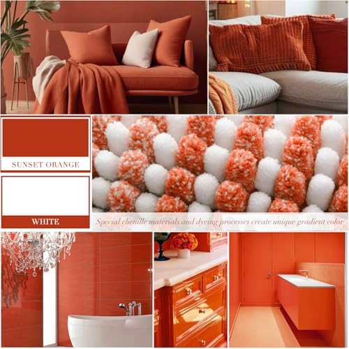 BSICPRO Fall Bathroom Rugs Sets 2 Piece, Non Slip Bath Mats, Sunset Orange - Image 3